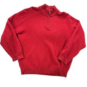 Jos A Bank Mens XL Red Donegal Lambswool Blend Quarter Zip Sweater Speckled Knit